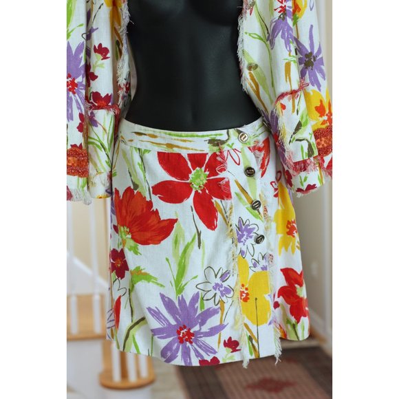 DOLCE & GABBANA Two Piece Multi Colored Floral Jacket and Skirt - Picture 3 of 7